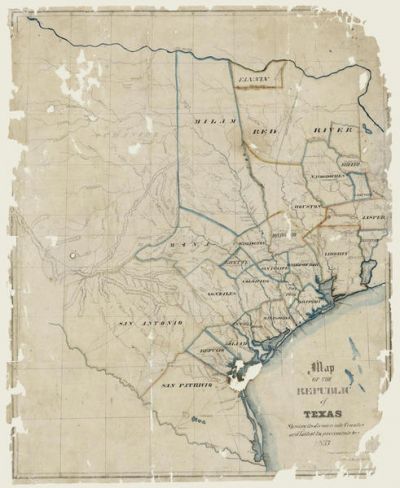 H. Groves Map of the Republic of Texas shewing [sic] its division into Counties and Latest Improvements too 1837