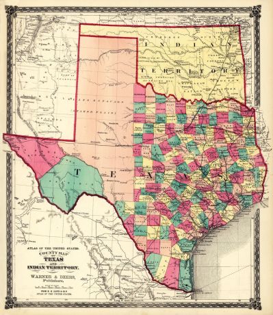 H.H. Lloyd & Co. County Map of Texas, and Indian Territory, 1874