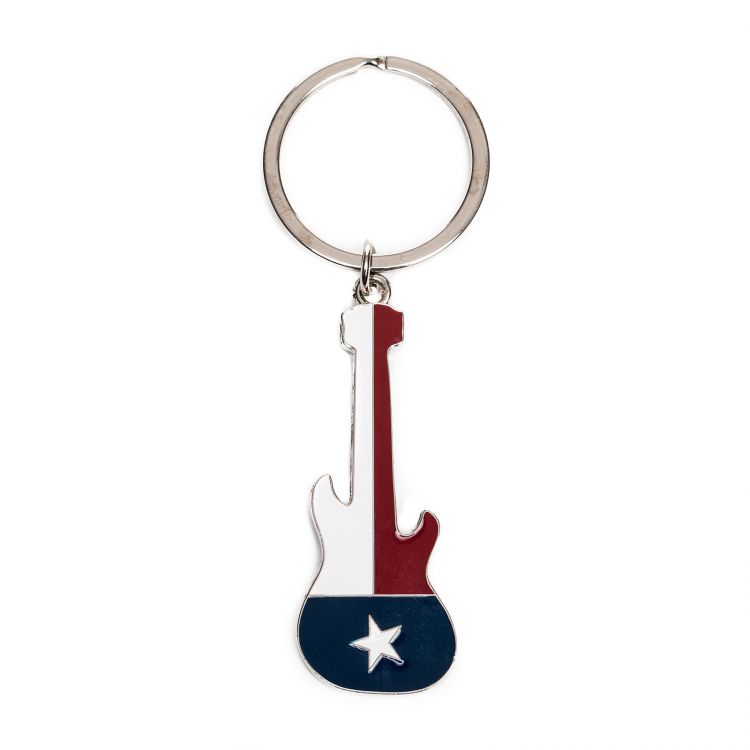 Texas State Flag Guitar Shaped Key Chain