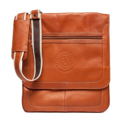 Texas State Seal Leather Cross Body Messenger Bag - Saddle