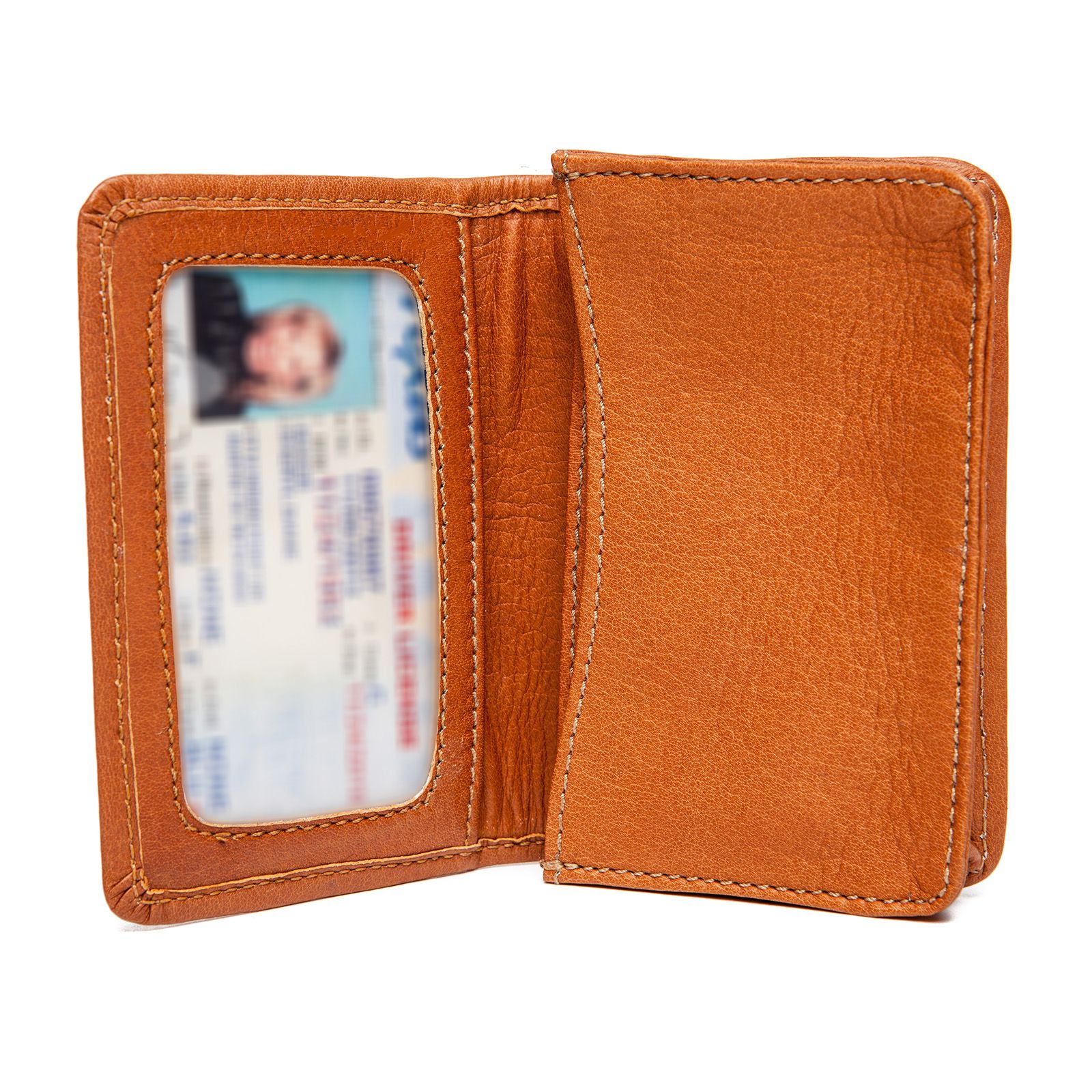 Texas State Seal Leather Business Card Case - Saddle