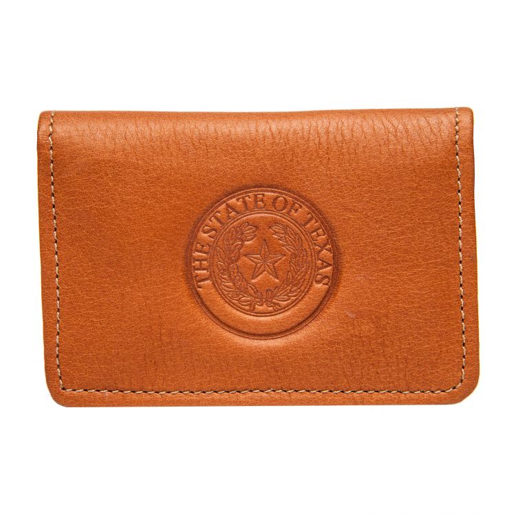 Texas State Seal Leather Business Card, Austin Texas Leather Belts