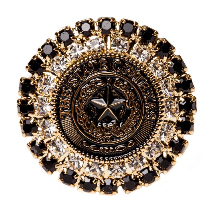 Texas State Seal Bronze and Black Brooch