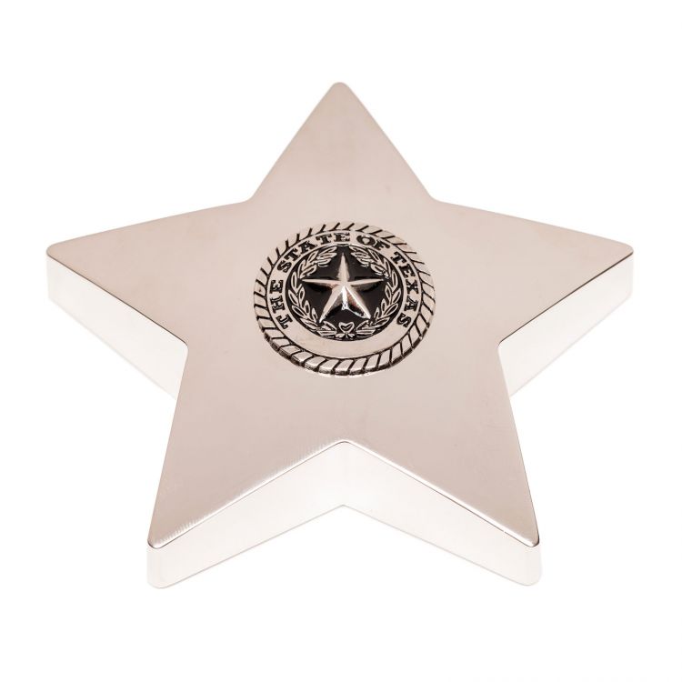 Texas State Seal Silver-Tone Star Paperweight