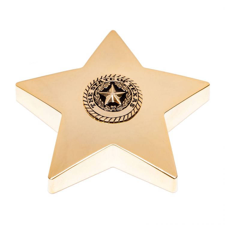 Texas State Seal Gold-Tone Star Paperweight