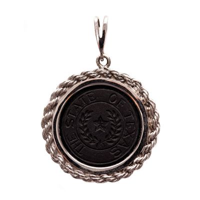 Texas State Seal Sterling Silver and Black Slate Pendant