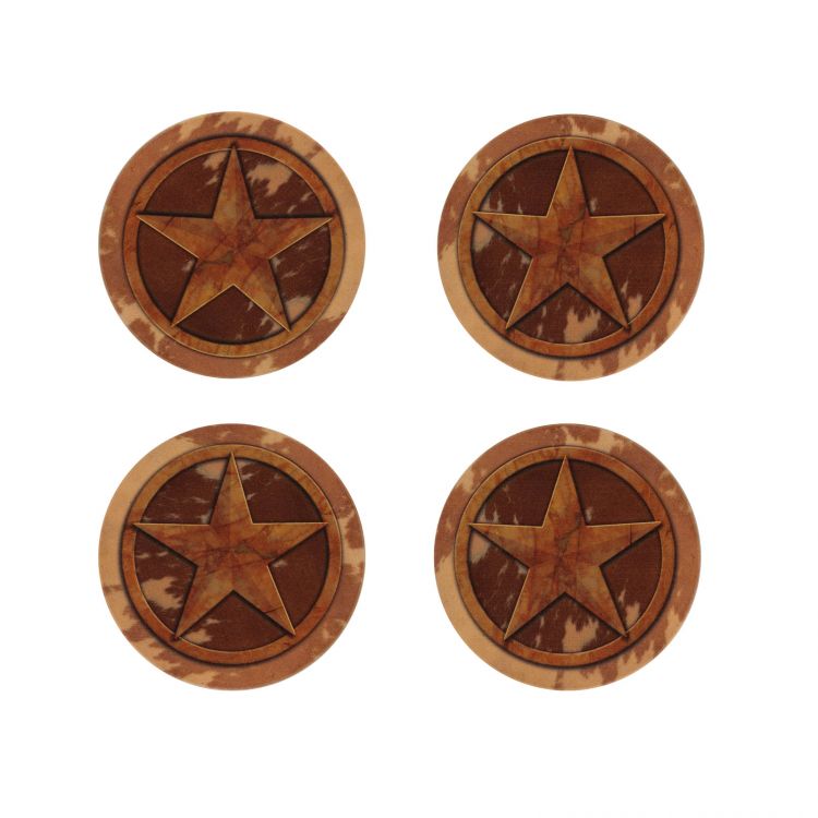 Star Cowhide Coasters Set of 4