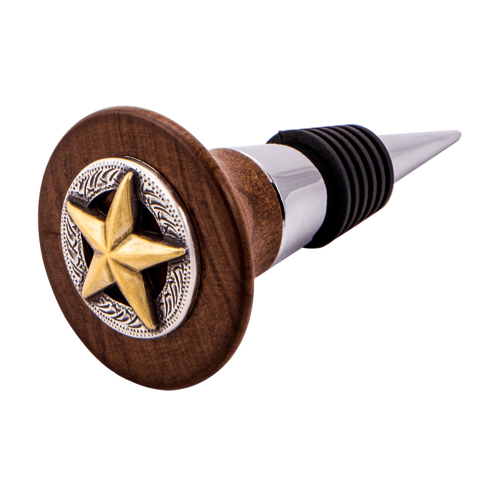 Lone Star Pewter And Wood Bottle Stopper Texas Capitol Gift Shop