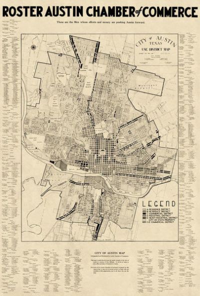 Austin Chamber of Commerce City of Austin, Texas: Use District Map with Chamber of Commerce Roster, 1939