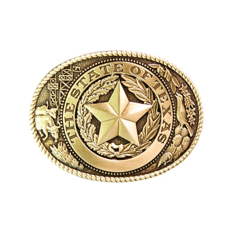 Texas State Seal Icons Brass Belt Buckle