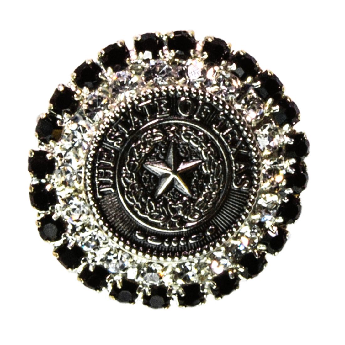 Texas State Seal SilverTone and Black Brooch