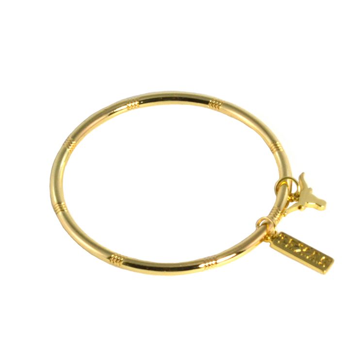 Texas Longhorn Charm Gold-Tone Bangle Bracelet