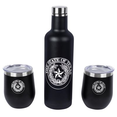 Texas State Seal Stainless-Steel Bottle and Tumbler Set