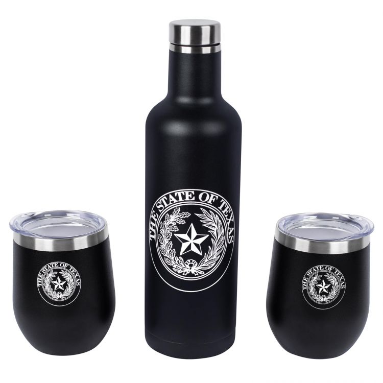 Texas State Seal Stainless-Steel Bottle and Tumbler Set