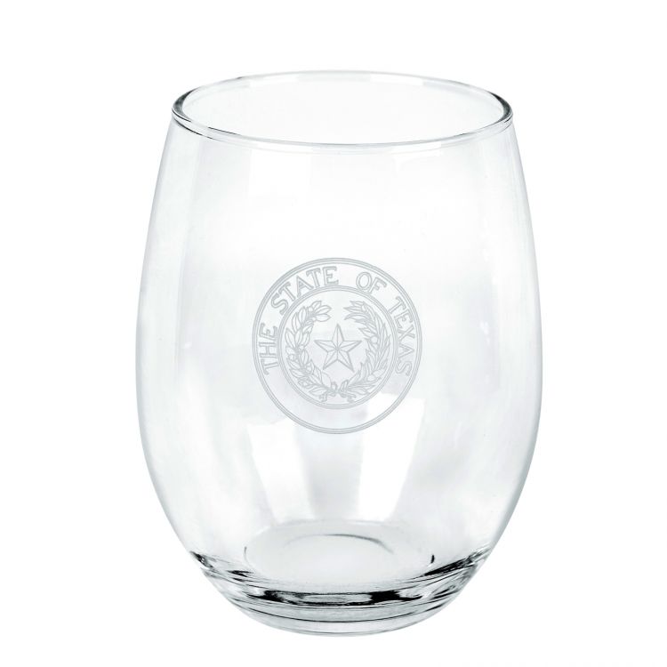 Texas State Seal Stemless Wine Glass