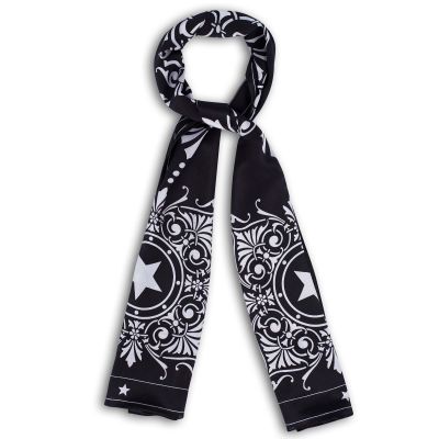 Texas State Capitol Window Silk Crepe de Chine Scarf - Black