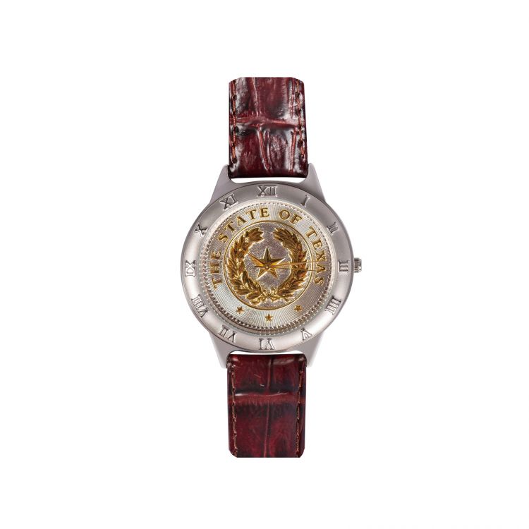 Texas State Seal Leather Watch - Small - Brown