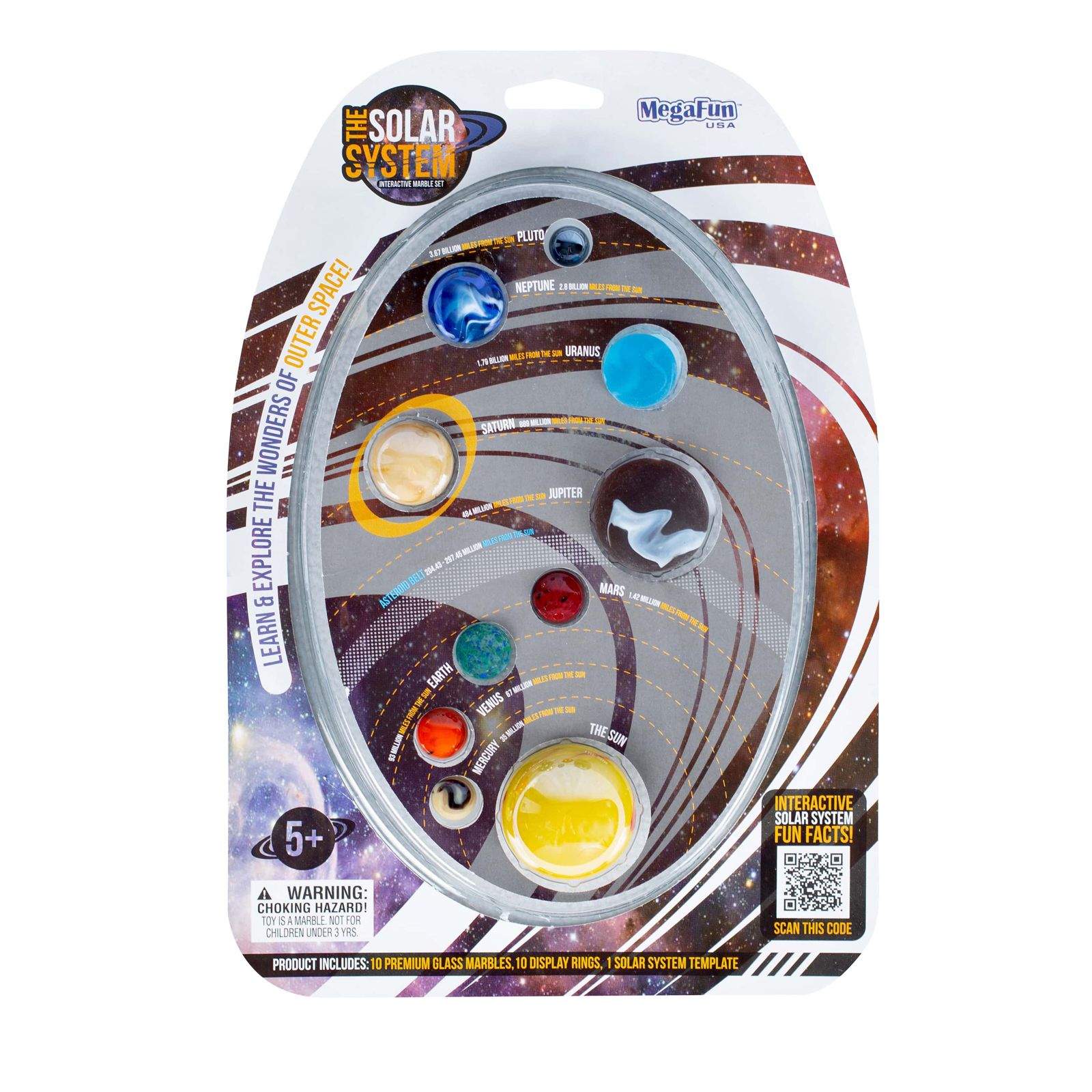 Glass Solar System Marble Gift Set by Mega Marbles 