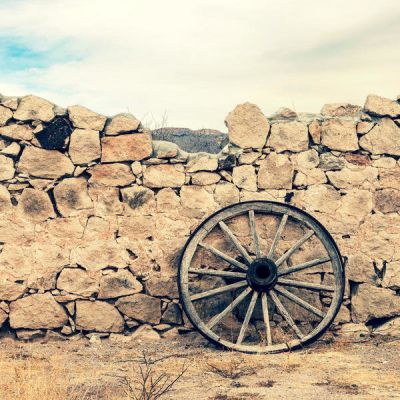 Carol Highsmith Desert Ruins: Stone Fence and Wagon Wheel