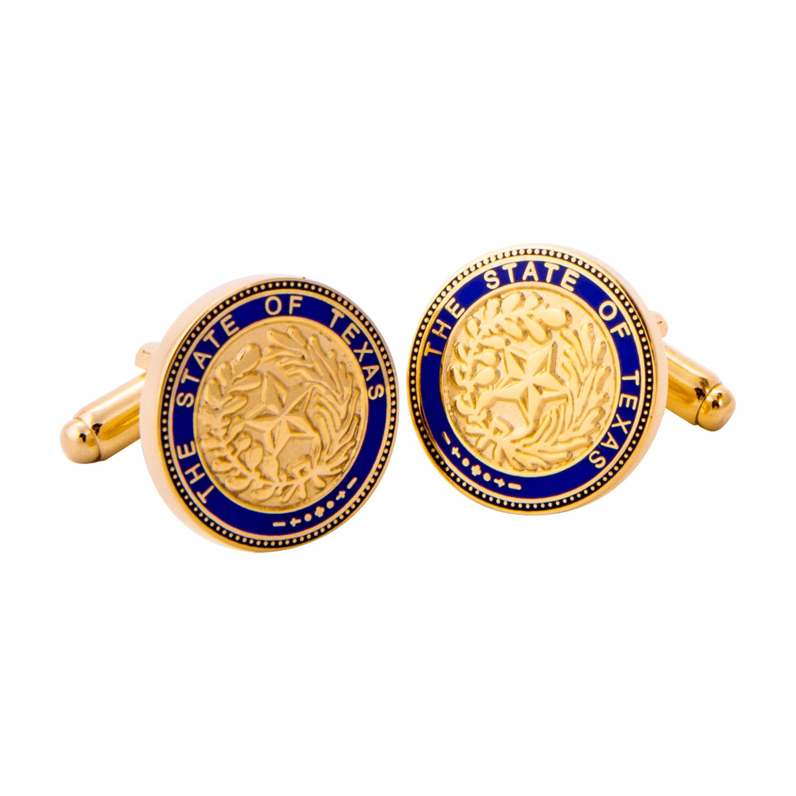 Texas State Seal Blue and Gold-Tone Cuff Links