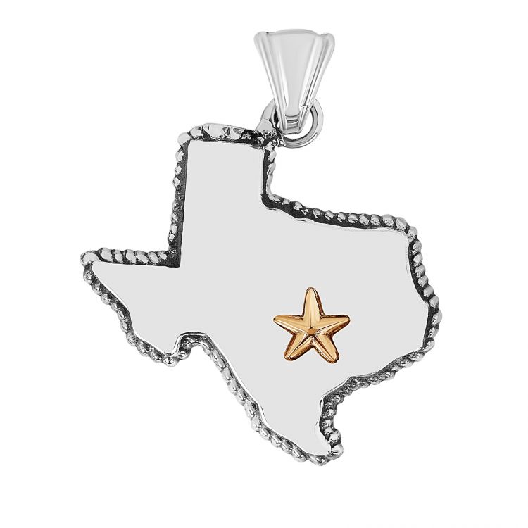 Rose of Texas Necklace Pendant Lone Star State Pride NEW 925 Sterling Silver 