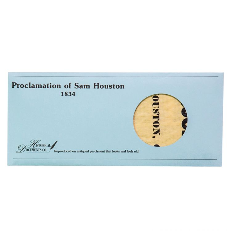 Replica Proclamation of Sam Houston 1834 Broadsheet