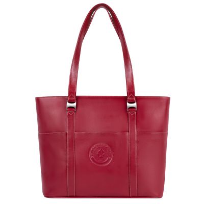 Texas State Seal Leather Computer Tote Bag - Red
