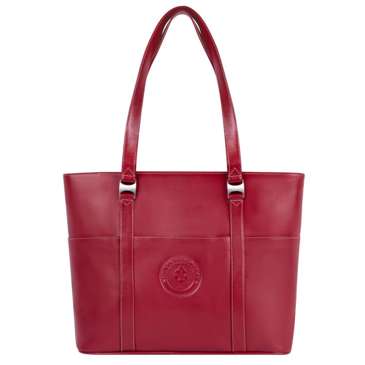 Texas State Seal Leather Computer Tote Bag - Red