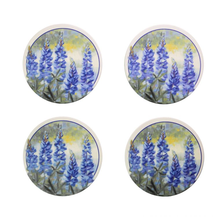 Bluebonnet Watercolor Stoneware Coaster Set
