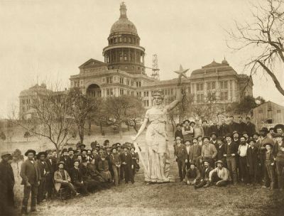 Samuel B. Hill Goddess of Liberty statue in front of Capitol building, February 26, 1888