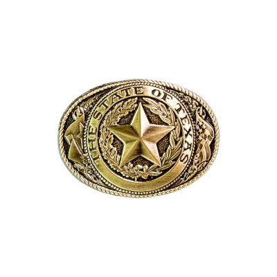 Texas State Seal Brass Belt Buckle - Small
