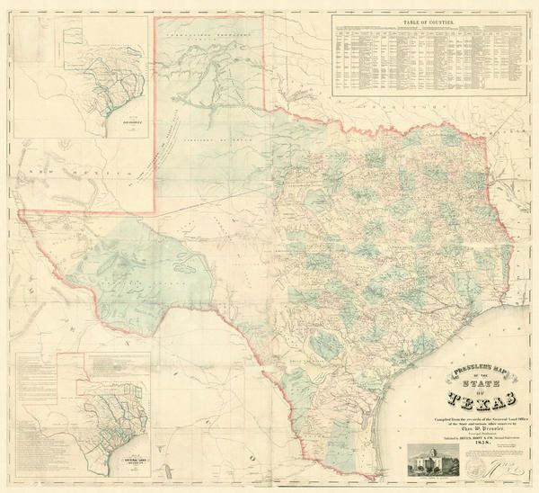 Pressler 1867-23 x 23.75 Old State Map Texas 