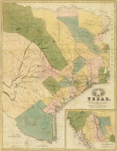 J.H. Colton Map of Texas, compiled from surveys on record in the General Land Office of the Republic, 1839