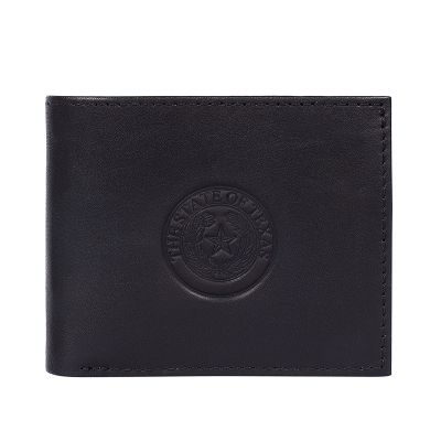 Texas State Seal Leather Bi-Fold Wallet - Black