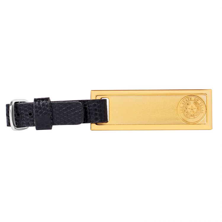 Texas State Seal Brass and Leather Luggage Tag