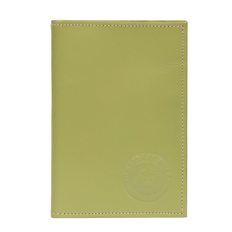 Texas State Seal Leather Passport Wallet - Apple Green