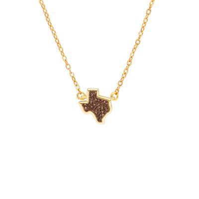 Texas Druzy Necklace - Rose Gold