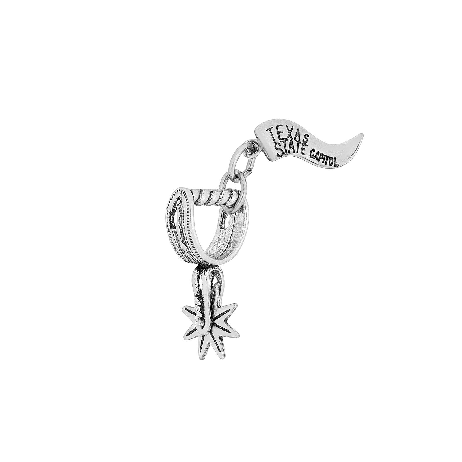 MOVABLE SPUR Horse Cowboy Western Solid Sterling Silver 925 Charm Pendant 3D 689