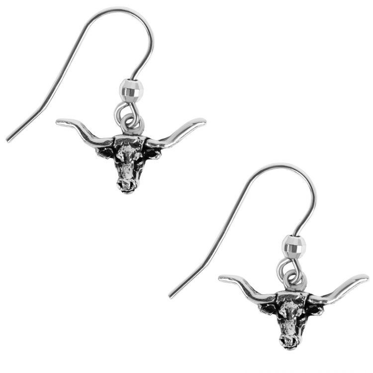 Longhorn Steer Sterling Silver Dangle Earrings