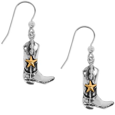 Cowboy Boots Sterling Silver with Gold Star Dangle Earrings