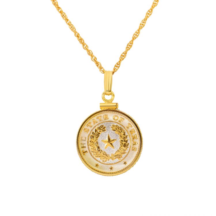 Texas State Seal Gold-Plated Pendant Necklace