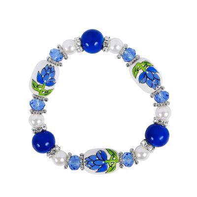 Bluebonnet Hand Painted Beaded Bracelet