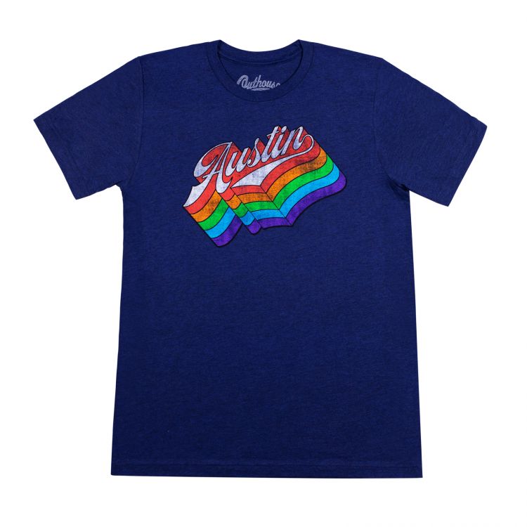 Austin Rainbow T-Shirt - Navy