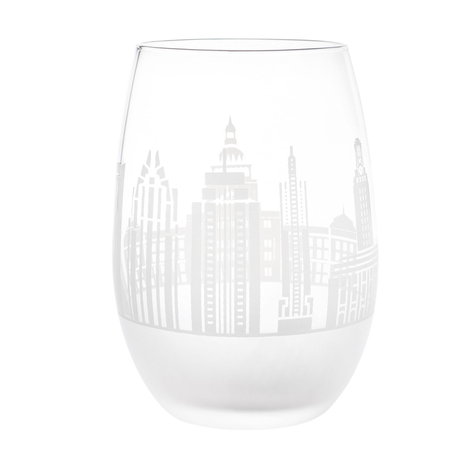 Nashville City Skyline Stemless Wine Glasses Panorama set of 2 