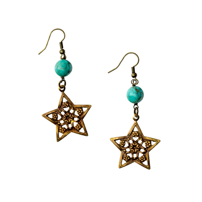 Texas Filigree Star Turquoise Drop Earrings