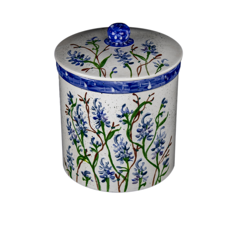 Bluebonnet Hand-Painted Ceramic Canister - Extra-Large
