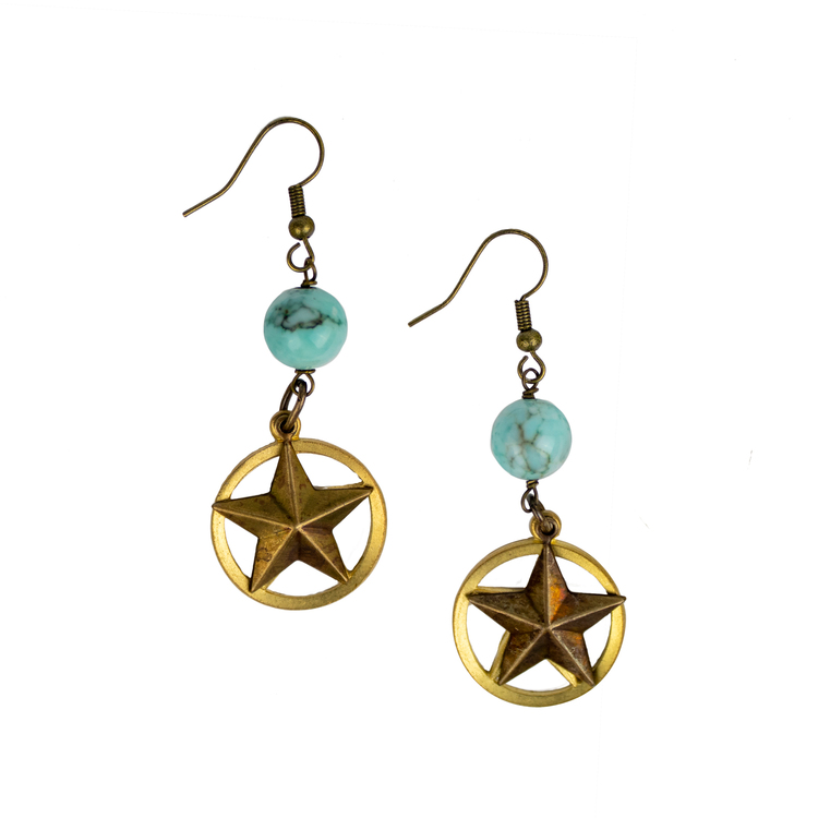 Texas Star Turquoise Drop Earrings