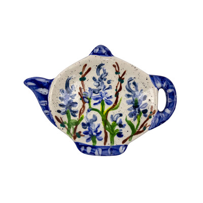 Bluebonnet Hand-Painted Ceramic Teabag Holder