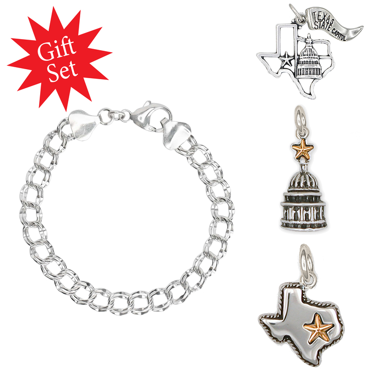 Sterling Silver Texas Charm Bracelet