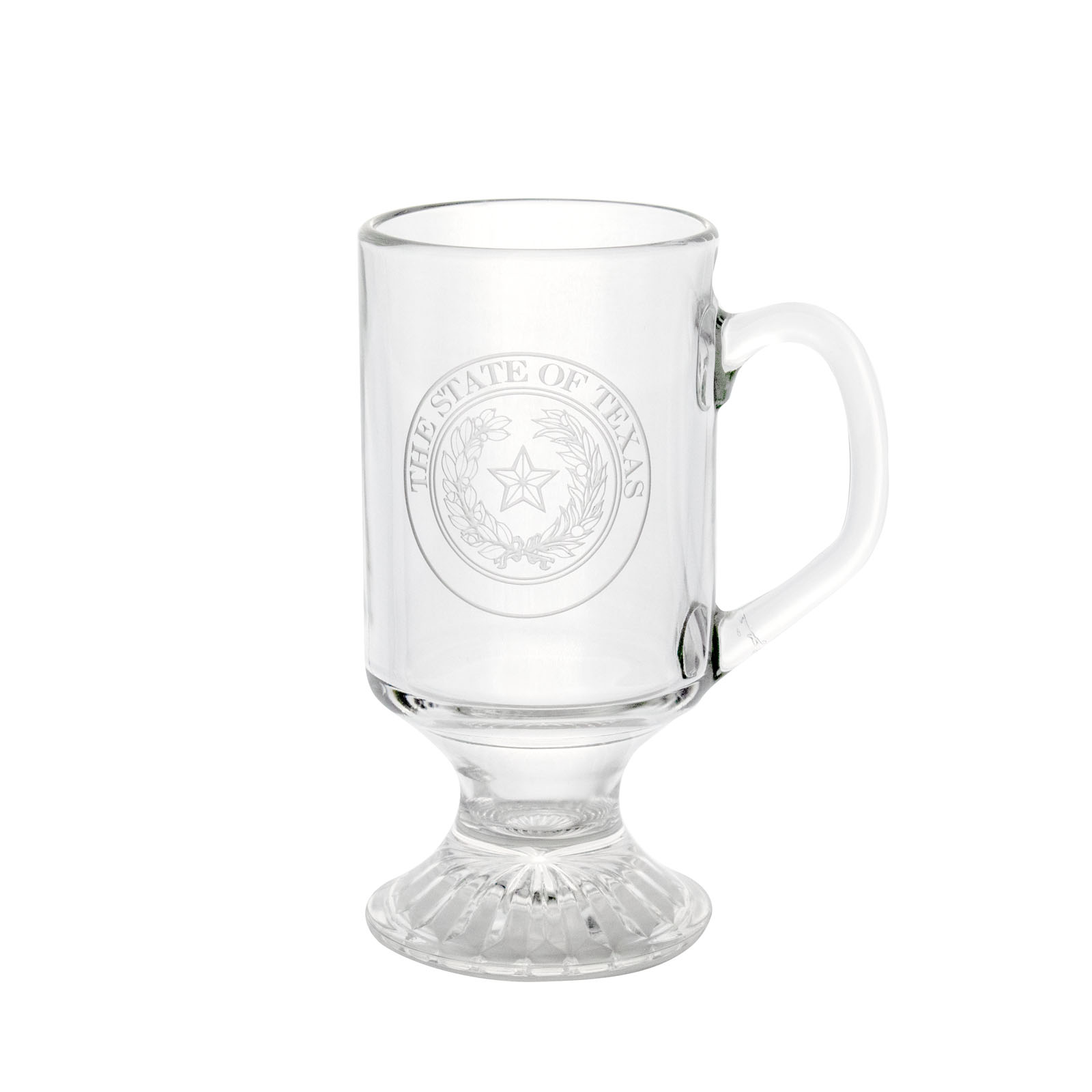 Texas State Seal Etched Irish Coffee Glass